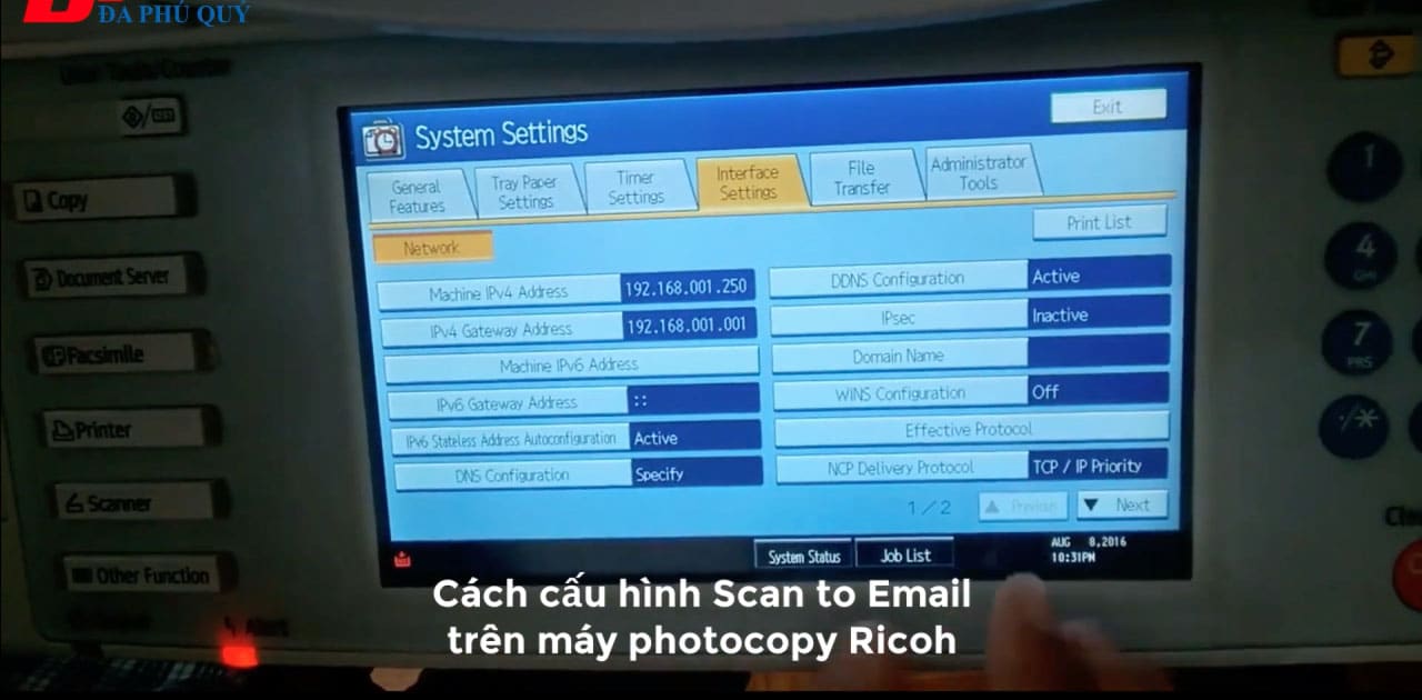Hướng dẫn Scan to Email trên máy Photocopy Ricoh chuẩn nhất